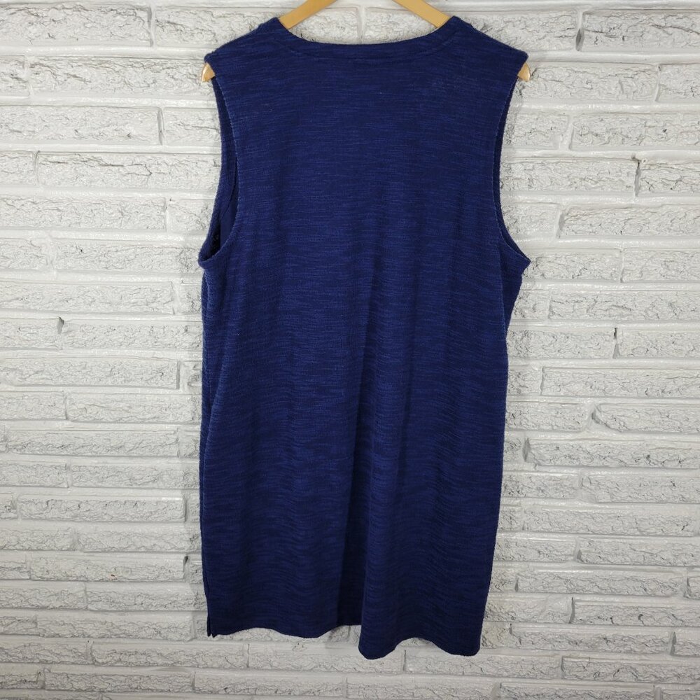 Liz Claiborne P2XL Dress Blue V-Neck Sleeveless Textured Knit Side Slit BLU76E - Picture 7 of 12